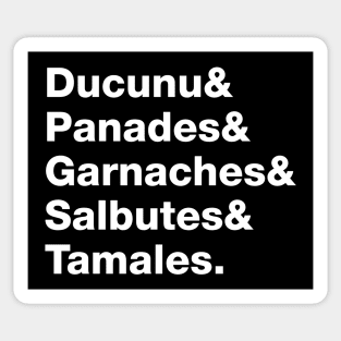 Belizean Specialty Food List in White Text Sticker